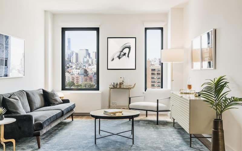 living room with spacious seating and bright lighting